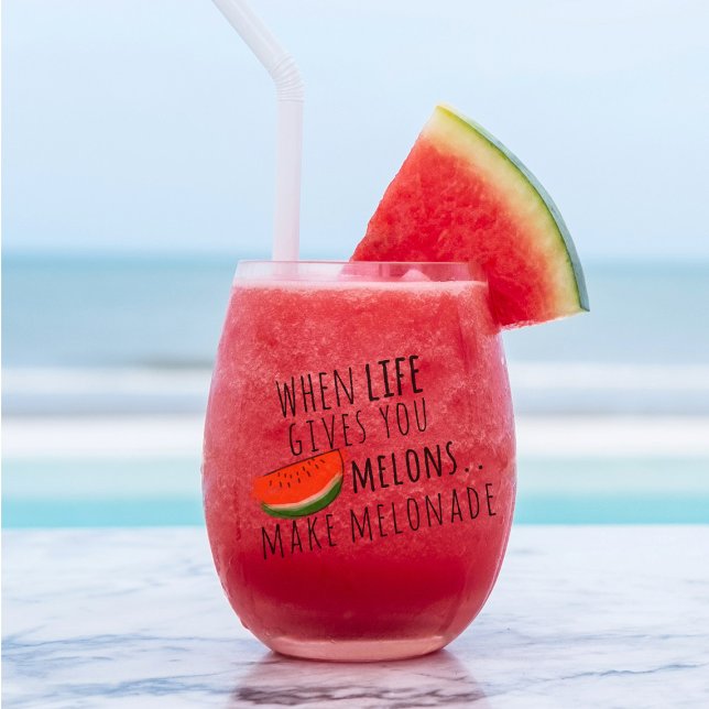 Vaso De Vino Gracioso Melonade Personalizado Vino sin Piedras (If you love watermelon juice (and who doesn't) add your name to this stemless wine glass & sip away)