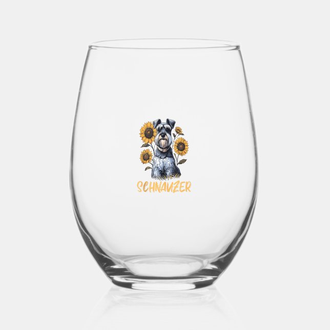 Vaso De Vino Gracioso perro Schnauzer (Anverso)