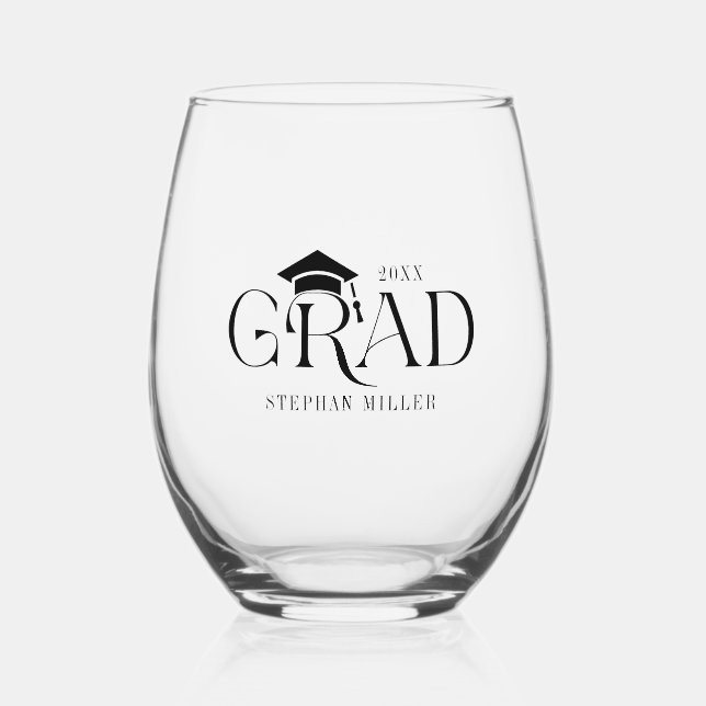 Vaso De Vino Grad Elegant Black Typography Stemless (Anverso)