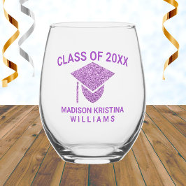 Vaso De Vino Grad Glam Purple Cap Denominación Clase De Graduac
