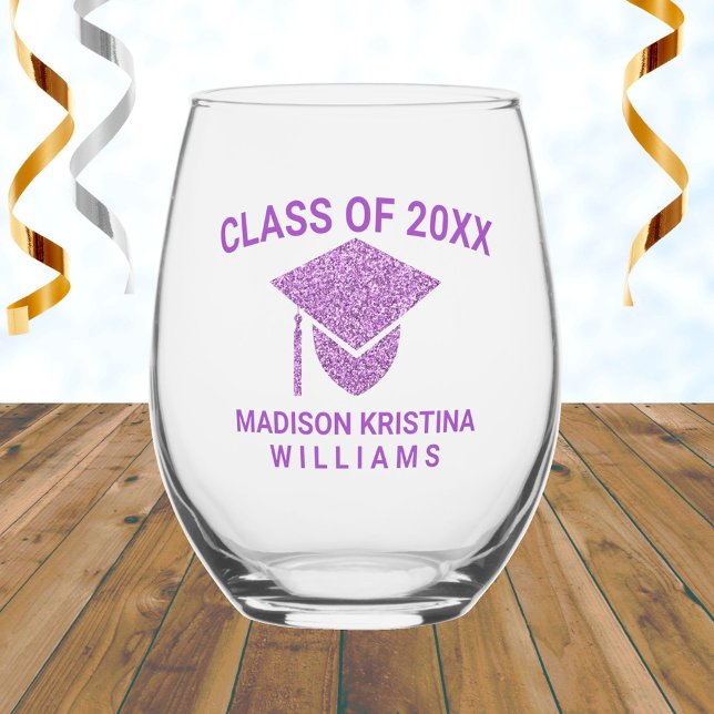 Vaso De Vino Grad Glam Purple Cap Denominación Clase De Graduac (Subido por el creador)