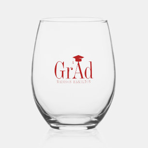 Vaso De Vino Grado: Gorras de graduación con nombre tipográfico
