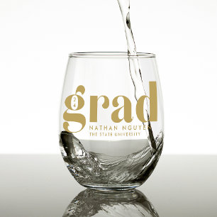 Vaso De Vino Grado moderno Año y nombre de graduación