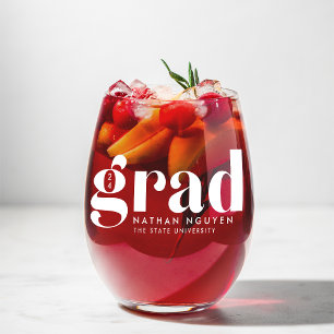 Vaso De Vino Grado moderno   Año y nombre de graduación