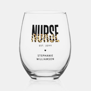 Vaso De Vino Graduación de enfermera personalizada con estampad
