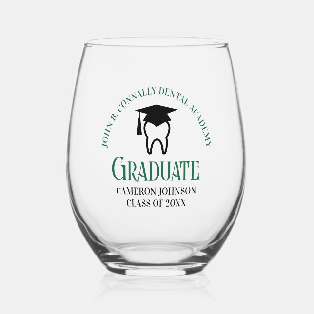 Vaso De Vino Graduación de Personalizado de la Escuela Dental V (Anverso)