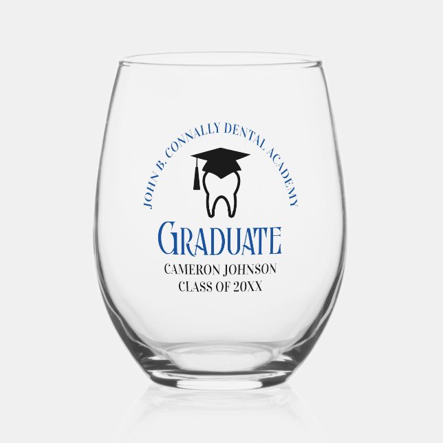 Vaso De Vino Graduación de Personalizado Dentista de la Escuela (Anverso)