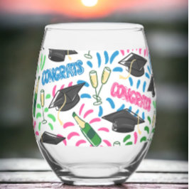 Vaso De Vino Graduación Felicitaciones Champagne Confetti Color