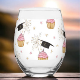 Vaso De Vino Graduación Graduación de tarta rosa Cap Sparkler