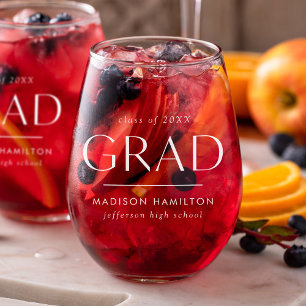 Vaso De Vino Graduación moderna de grado en blanco