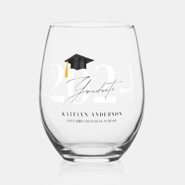 Vaso De Vino Graduación Nombre Personalizado Año Escolar Gradua