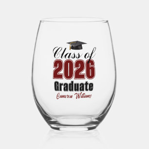 Vaso De Vino Graduación Personalizada de la Clase de 2026 en Co