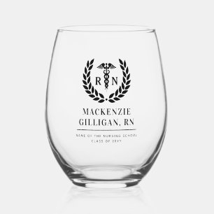 Vaso De Vino Graduación personalizada de la escuela de enfermer