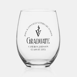 Vaso De Vino Graduación personalizada de la Escuela Veterinaria