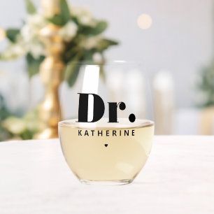 Vaso De Vino Graduación personalizada de Médica de tipografía a
