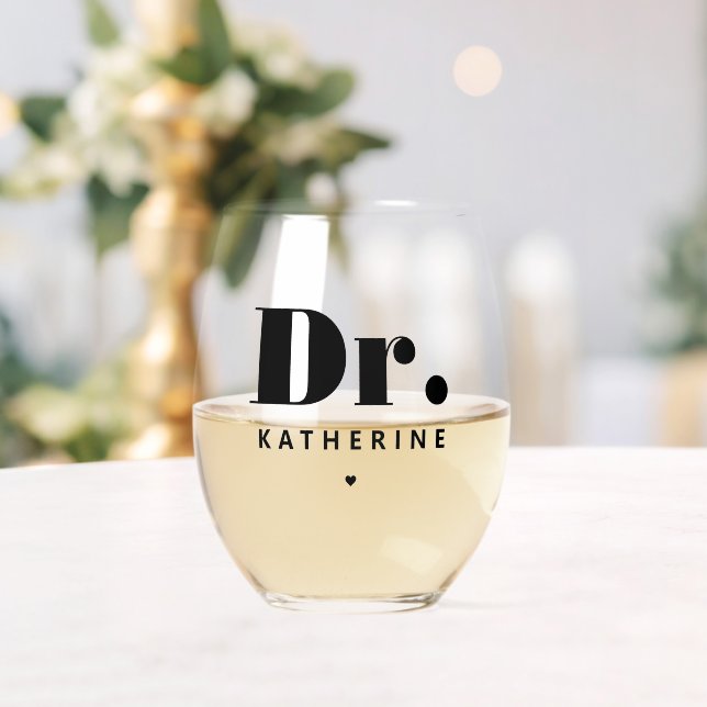 Vaso De Vino Graduación personalizada de Médica de tipografía a (Insitu (Boda))