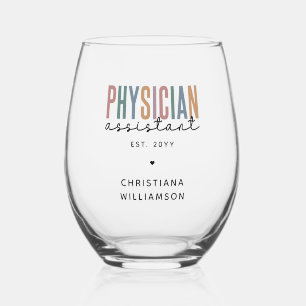 Vaso De Vino Graduación personalizada de un asistente de médico