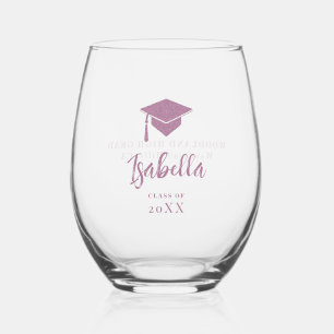 Vaso De Vino Graduación púrpura Cap Calligraphy Personalizado G