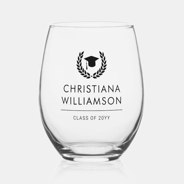 Vaso De Vino Graduación universitaria personalizada elegante (Anverso)