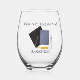 Vaso De Vino Graduación universitaria Vidrio sin Estúmulo