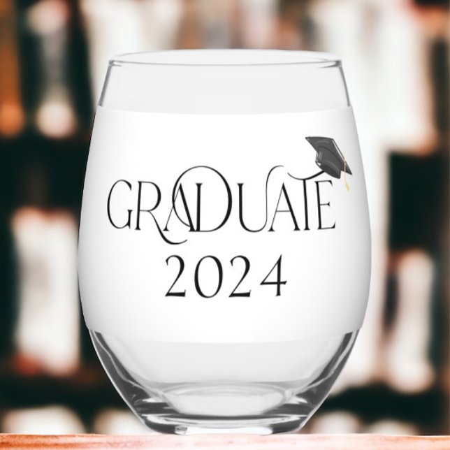 Vaso De Vino Graduado Clase Personalizada de Cap de 2024 Gradua (Subido por el creador)