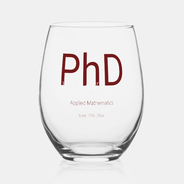 Vaso De Vino Graduado Keepsake Name PhD Graduation (Anverso)