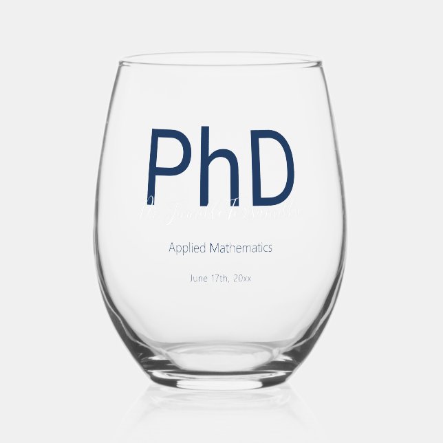 Vaso De Vino Graduado Keepsake Name PhD Graduation (Anverso)