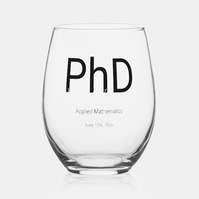 Vaso De Vino Graduado Keepsake Name PhD Graduation (Anverso)