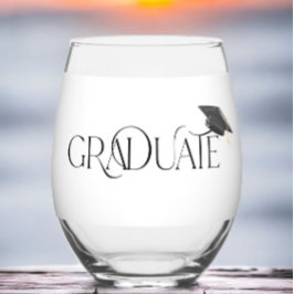 Vaso De Vino Graduado personalizado con clase de Grad Cap de