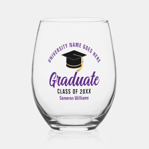 Vaso De Vino Graduado Personalizado de Graduación de Purple Col