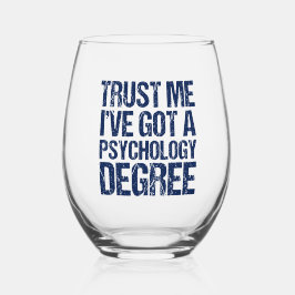 Vaso De Vino Graduado Personalizado de Psicología Divertido Psi