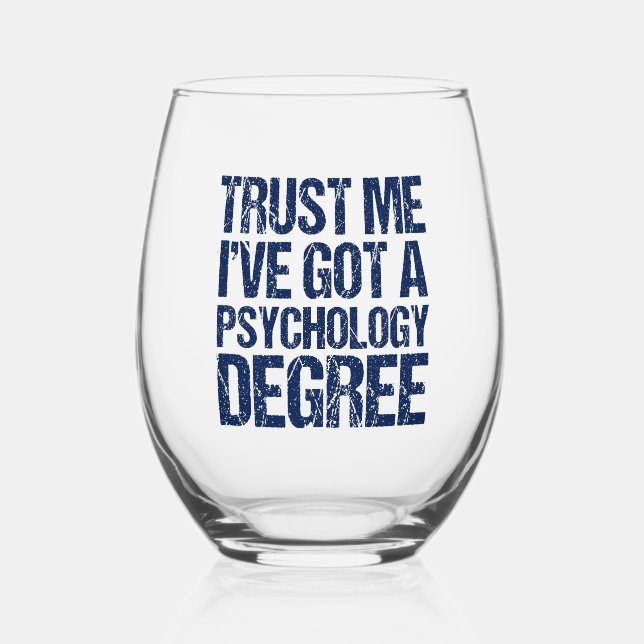 Vaso De Vino Graduado Personalizado de Psicología Divertido Psi (Anverso)