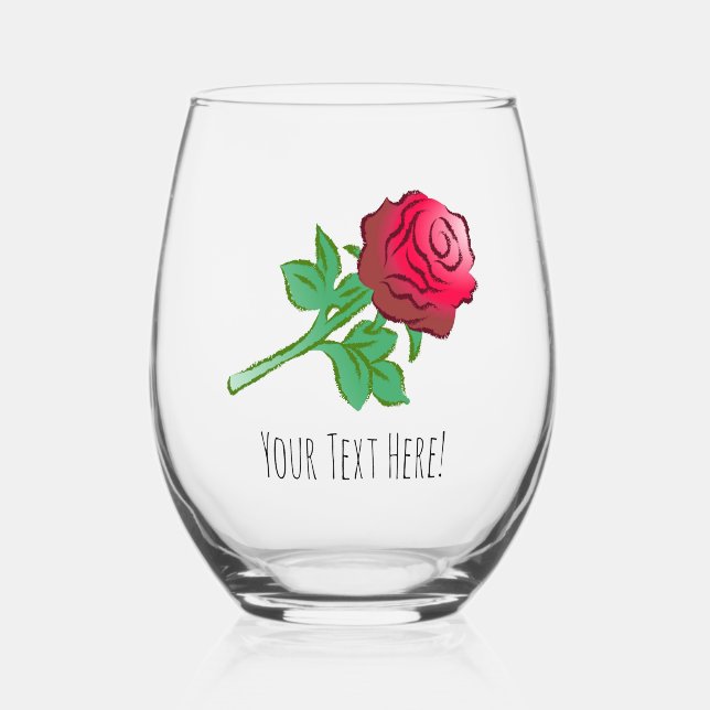 Vaso De Vino Gran Rosa Roja Hermosa (Anverso)