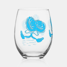 Grand Verre à Boire Cygnes Romantiques Turquoise