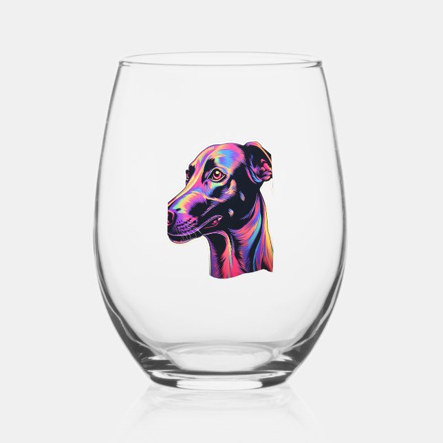 Vaso De Vino Greyhound Neon Design (Anverso)