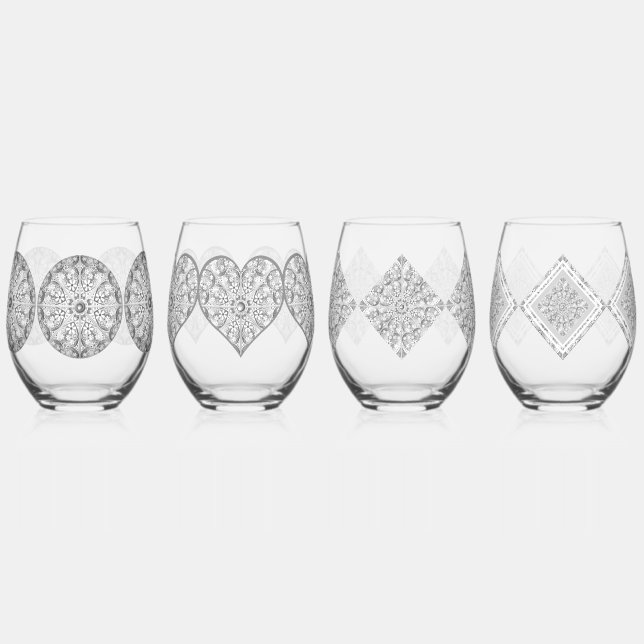 Vaso De Vino Gris de encaje cerámico (Izquierda)