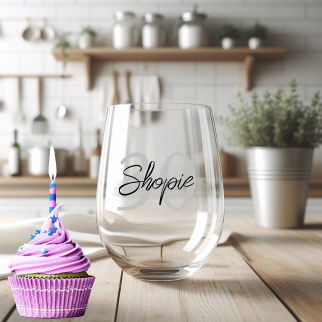 Vaso De Vino Gris Y Negro Feliz Cumpleaños Personalizado (Subido por el creador)