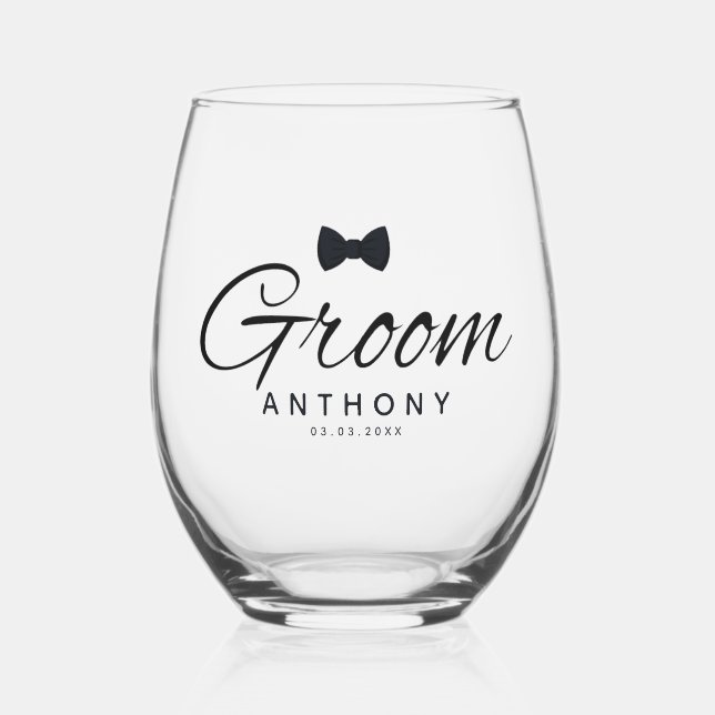 Vaso De Vino Groom Bow (Anverso)