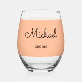 Vaso De Vino Groom Monogrammed Stylish Custom Wedding Peach