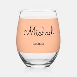Vaso De Vino Groom Monogrammed Stylish Custom Wedding Peach