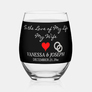 Vaso De Vino Groom to Brie Monograma Black Silver Rings