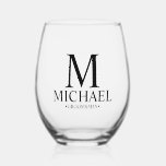 Vaso De Vino Groomsman personalizado moderno<br><div class="desc">Regalos Groomsman personalizados modernos con monograma personalizado,  nombre y título del groomsman en estilo clásico de tipo de letra serif. También perfecto para el Mejor Hombre,  Padre de la Novia y más.</div>