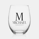 Vaso De Vino Groomsman personalizado moderno<br><div class="desc">Regalos Groomsman personalizados modernos con monograma personalizado,  nombre y título del groomsman en estilo clásico de tipo de letra serif. También perfecto para el Mejor Hombre,  Padre de la Novia y más.</div>