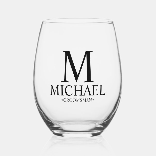 Vaso De Vino Groomsman personalizado moderno (Anverso)