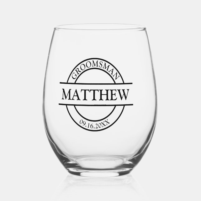 Vaso De Vino Groomsmen Keepsake Boda (Anverso)