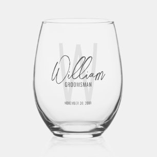 Vaso De Vino Groomsmen personalizado de escritura moderna