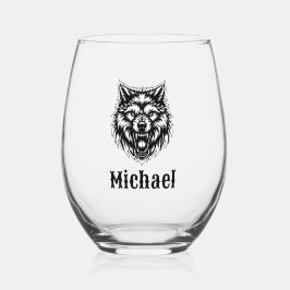 Vaso De Vino Growling Wolf Personalized