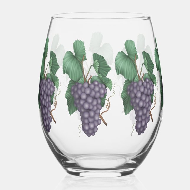 Vaso De Vino Grúas acuáticas (Pretty watercolor grapes design.)
