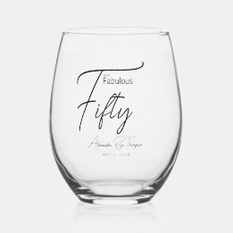 Vaso De Vino Guión de cincuenta y fabulosas fiesta de cumpleaño