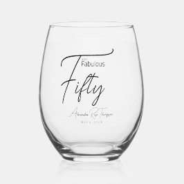 Vaso De Vino Guión de cincuenta y fabulosas fiesta de cumpleaño